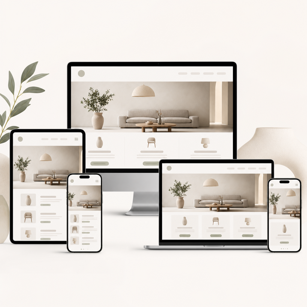 A collage showing various devices like smartphones, tablets, and desktops displaying the same website with different styles of microcopy to fit each device.