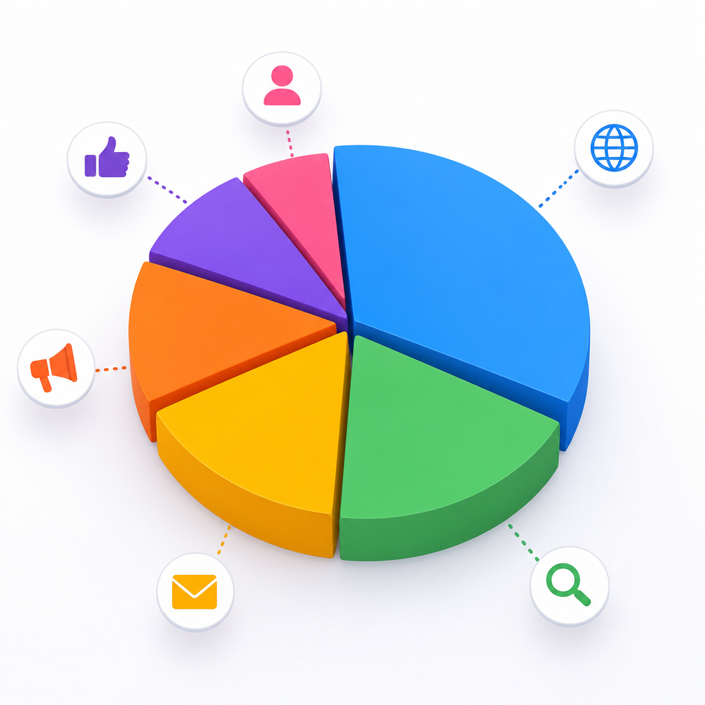 "A vibrant pie chart illustrating the distribution of website traffic sources."